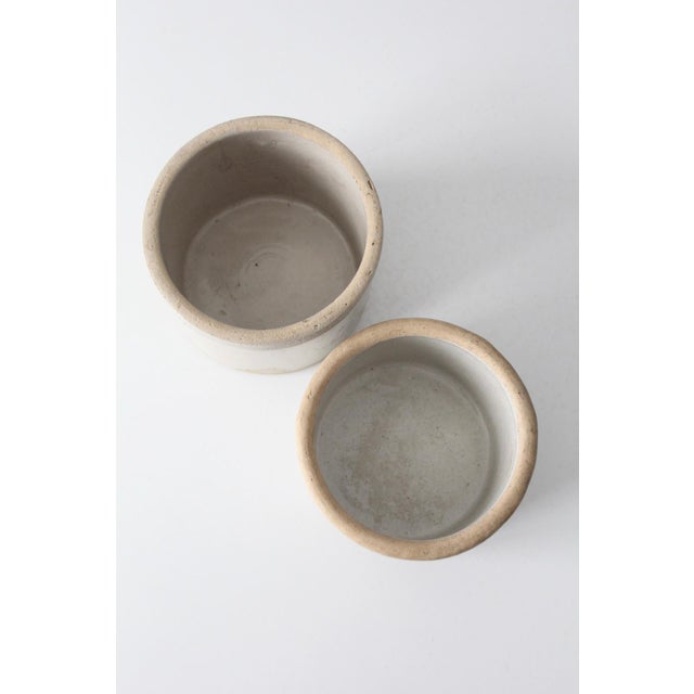 Off-white Antique Stoneware Kitchen Crocks Pair For Sale - Image 8 of 12