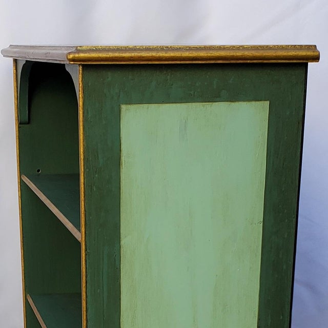 1940s Vintage Bookcase Painted in Green & Gold Chairish