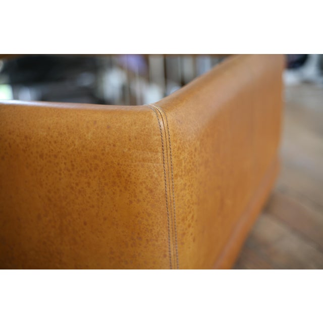 Brown Vintage Coffee Table in Leather and Black Glass, 1970s For Sale - Image 8 of 16