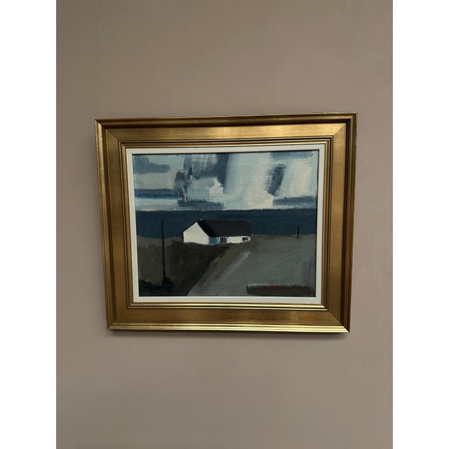 Egon Møldrup, Coastal Motif with Houses, 1950s, Oil on Canvas, Framed For Sale - Image 4 of 14
