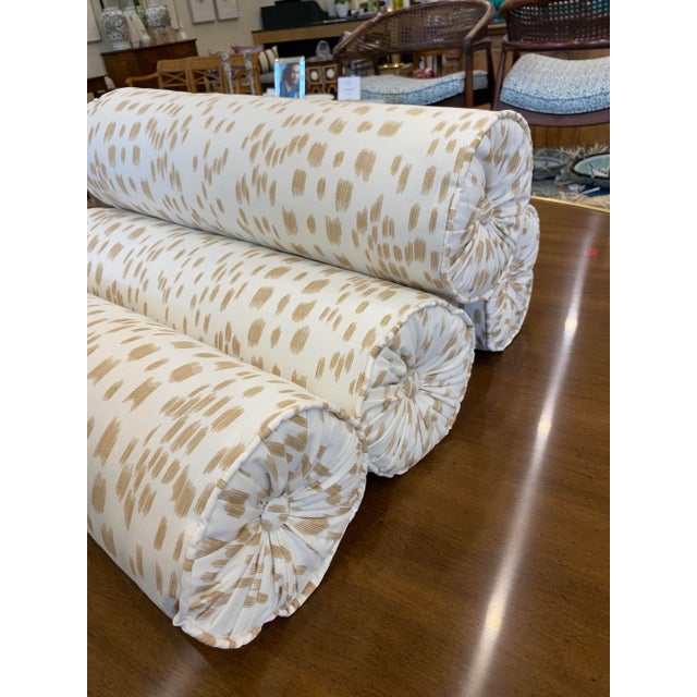 Cream Le Touches Neutral Print Custom Bolster Pillow For Sale - Image 8 of 9