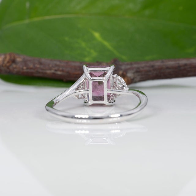 Pink 1.7Ct Bi-Color Tourmaline Ring With Earth-Mined Diamond Accents: Solid 14k Gold For Sale - Image 8 of 9