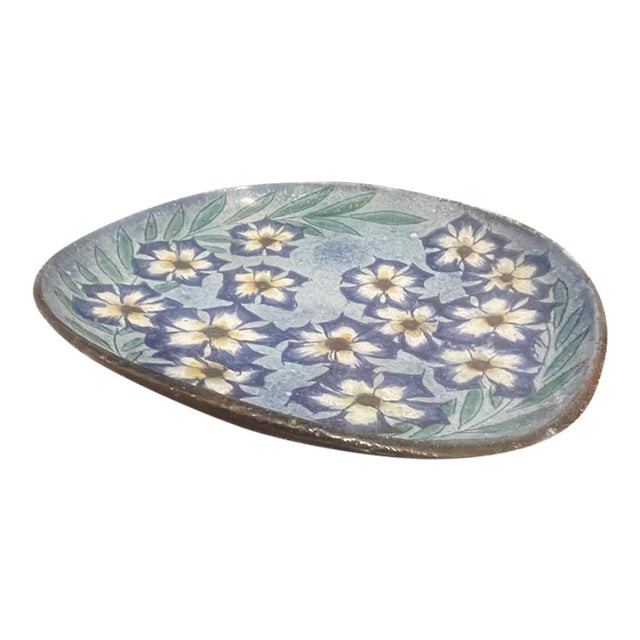 Vintage Hand-Painted Ken Edwards "El Palomar" Tonala Pottery Oval Footed Platter For Sale