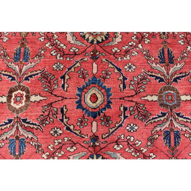 Red Antique Persian Sultanabad Rug With an Elegant Floral Design 8'9 X 12'0 For Sale - Image 8 of 11