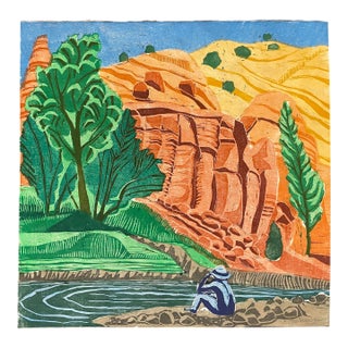 Steve Krauss Escalante Colorado Landscape Woodblock For Sale