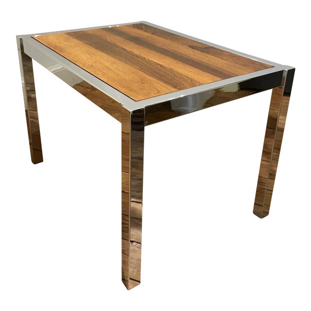 1970s Modernist Chrome + Rosewood End Table For Sale