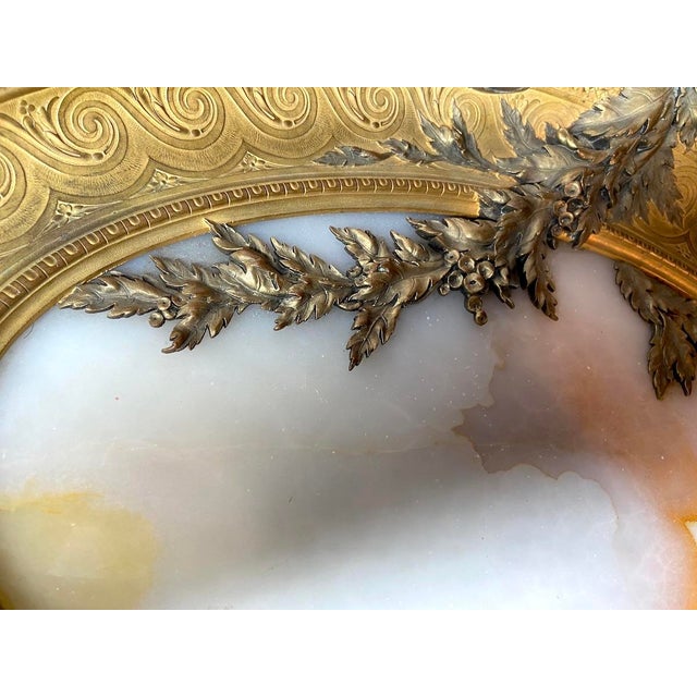 19c French Artisan Classical Bronze Alabaster Server For Sale - Image 16 of 18