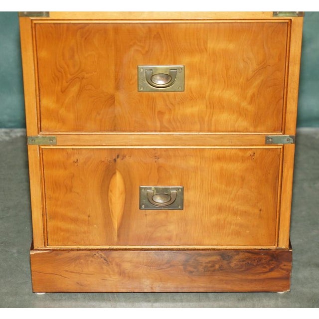 Military Campaign Side Tables with Green Leather, Set of 2 For Sale - Image 4 of 18