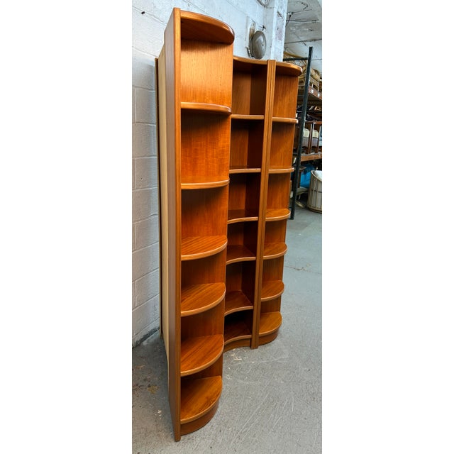 Brown Vintage Danish Modular Curved Teak Shelving Unit For Sale - Image 8 of 18