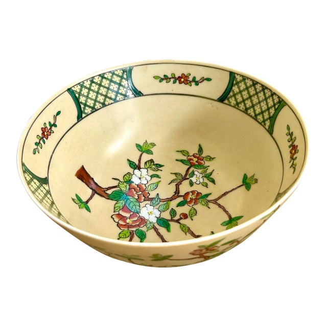 Vintage Chinese Chinoiserie Cherry Blossom Bowl For Sale