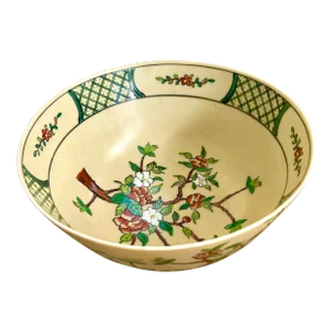 Vintage Chinese Chinoiserie Cherry Blossom Bowl