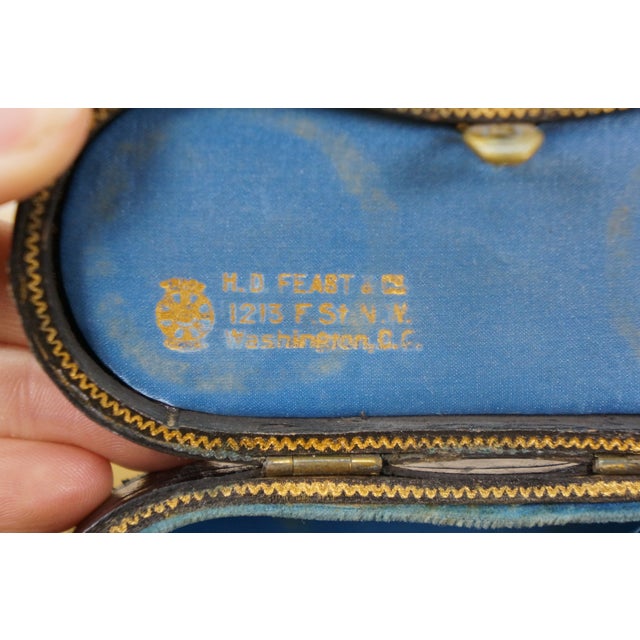 Antique Lemaire French Opera Glasses Black Leather Binoculars & Case For Sale - Image 15 of 15