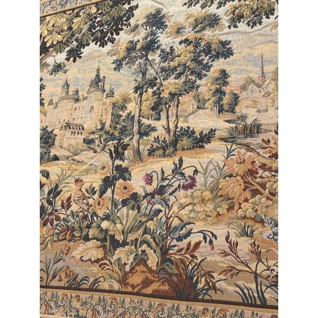 Large Vintage Flemish Castle Jacquard Tapestry in the style of Aubusson, 1970s For Sale - Image 17 of 18