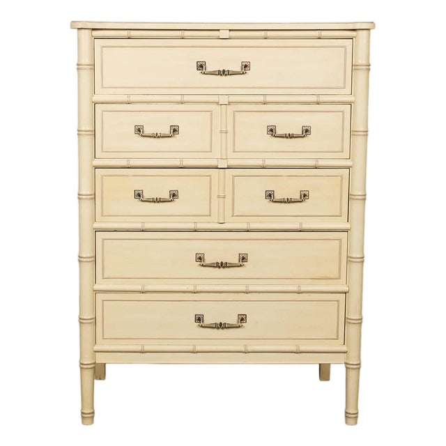 Vintage Henry Link Bamboo Highboy Tall Dresser For Sale
