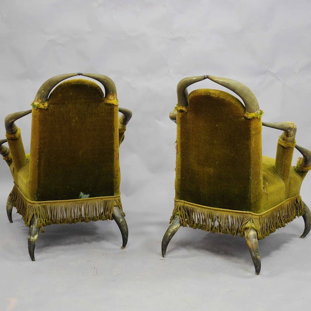 Cabin Antique Bull Horn Chairs Austria 1870 For Sale - Image 3 of 3