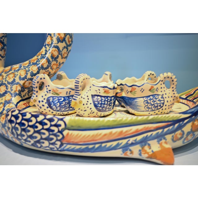 Henriot Quimper Henriot Quimper Swan Egg Cup Server For Sale - Image 4 of 11