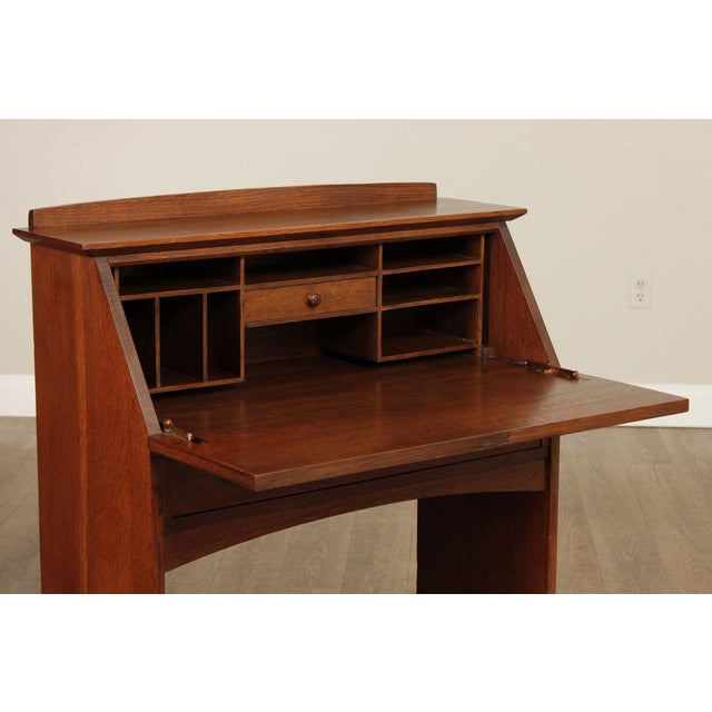 L. & J.G. Antique Stickley Mission Oak Fall Front Writing Desk For Sale In Philadelphia - Image 6 of 12