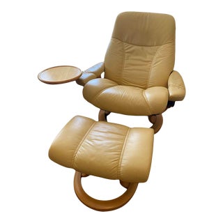 Ekornes Stressless Leather Adjustable Recliner Chair Large "Consul" Model For Sale