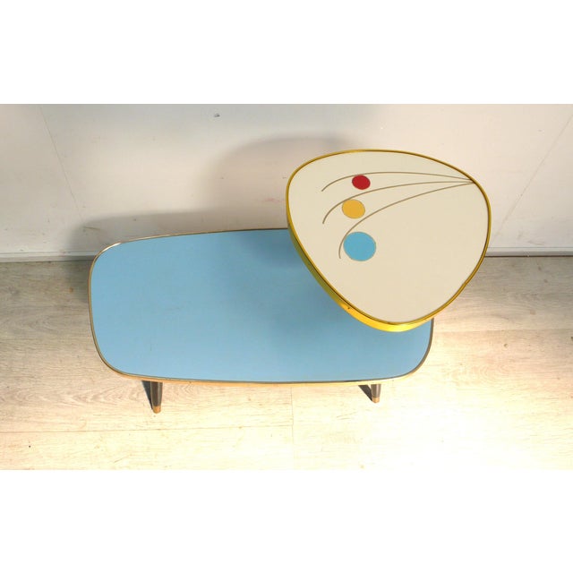 Mid-Century German Side Table with Levels in Blue and White, 1950s For Sale - Image 6 of 7