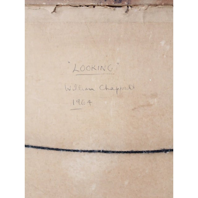 Mid Century Framed Painting, Looking by William Chappell 1964 For Sale - Image 9 of 10