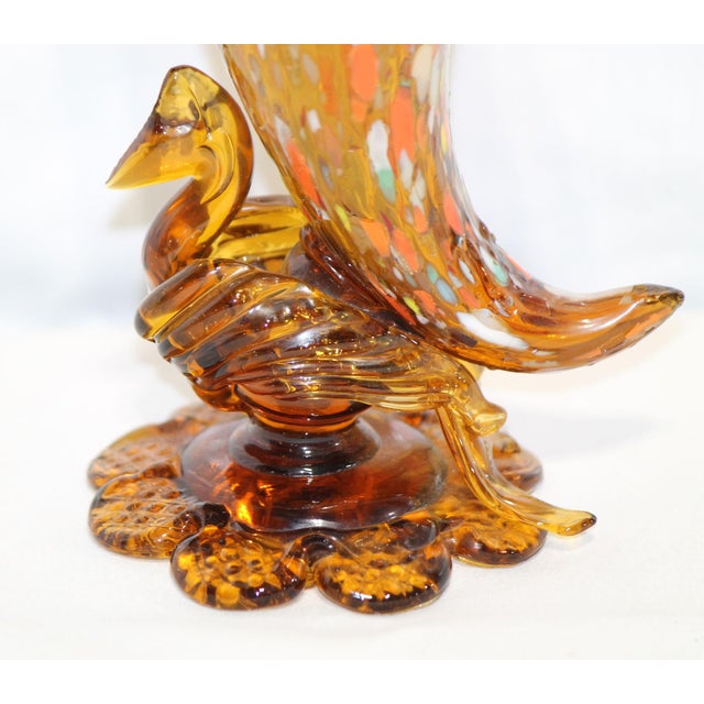 Murano Vintage Murano Amber Glass 'End of Day' Turkey Cornucopia Vase For Sale - Image 4 of 13