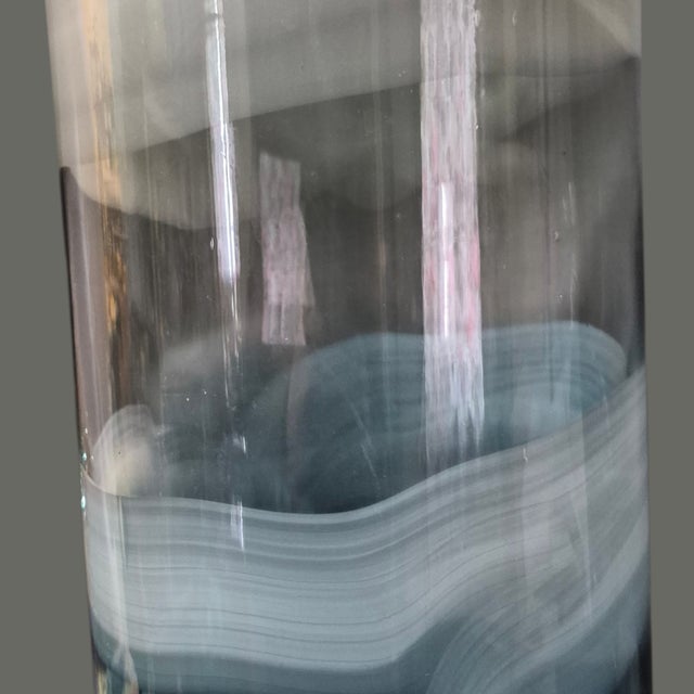 20th C. Mid-Century Modern Italian Art Glass Vase Hand Blown Gray, Blue, White, 18'' Tall For Sale - Image 6 of 9
