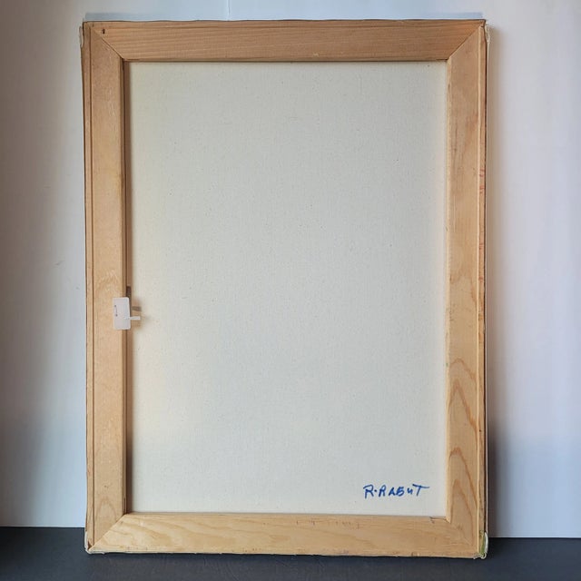 Vintage Portrait "Woman in Red Dress" Expressionist Oil Painting by Rosemary Rabut Signed 18x24 For Sale - Image 4 of 5