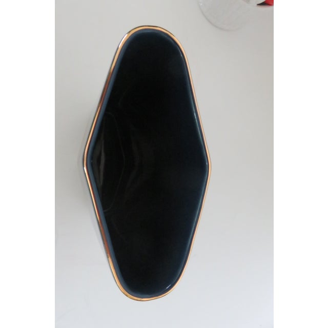 1980s Blue With Gold Vintage Otagiri Oval Golden Treasures Vase VTG For Sale - Image 5 of 6