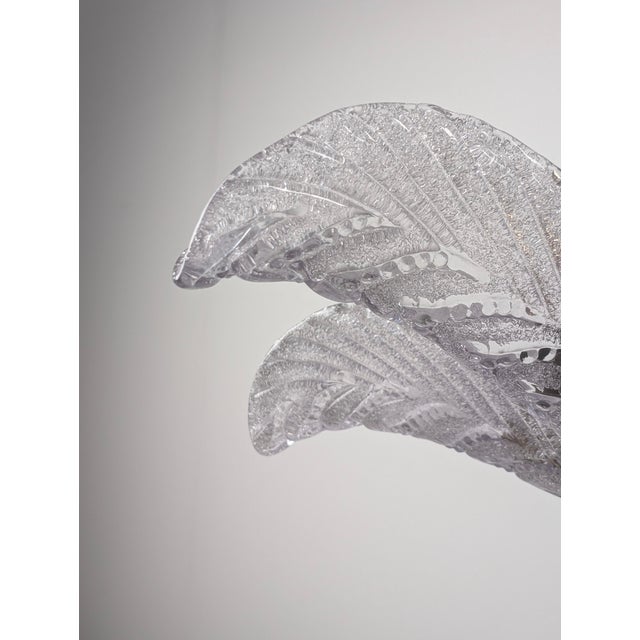 1960s Large Art Deco Style Murano Glass Palm Leaf Ceiling Light from Mazzega, Italy 1960s For Sale - Image 5 of 11