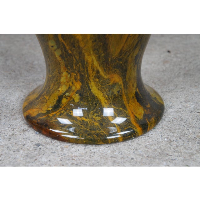 Late 20th Century 20th Century Chinese Yellow Green Natural Jade Carved & Polished Marble Vase Urn For Sale - Image 5 of 9