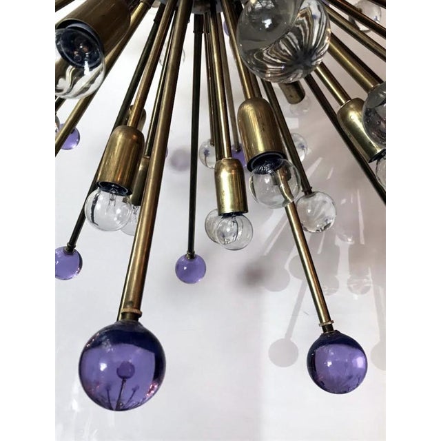 Glass 21st Century Italian Burst Lilac and Clear Murano Glass Sphere Sputnik by Fabio LTD For Sale - Image 7 of 9