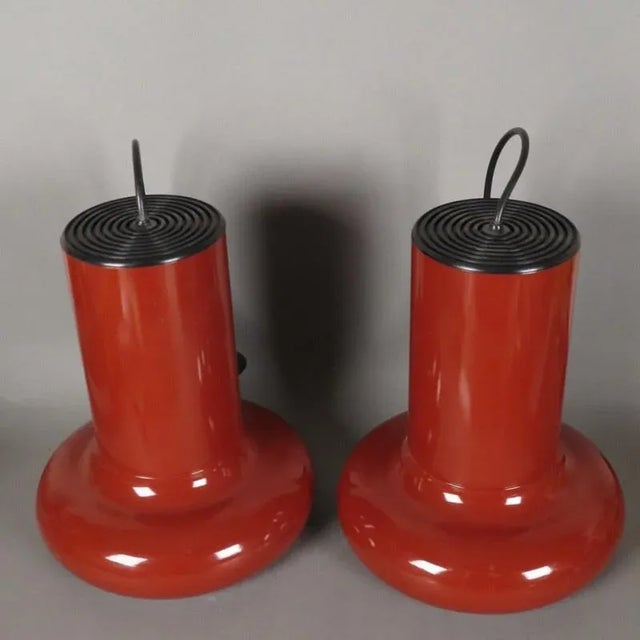 Vintage Pendant Lamps in Bordeaux Metal, 1970s, Set of 2 For Sale - Image 3 of 5