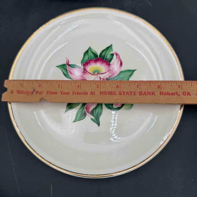 Vintage Modern Orchid by Paden City Pottery 22k Gold Rim 36 Pcs For Sale In Dallas - Image 6 of 12