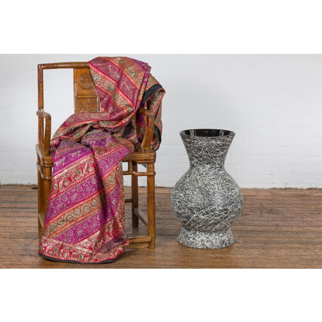 Prem Collection Artisan Made Black and White Vase with Dripping Décor For Sale In New York - Image 6 of 12