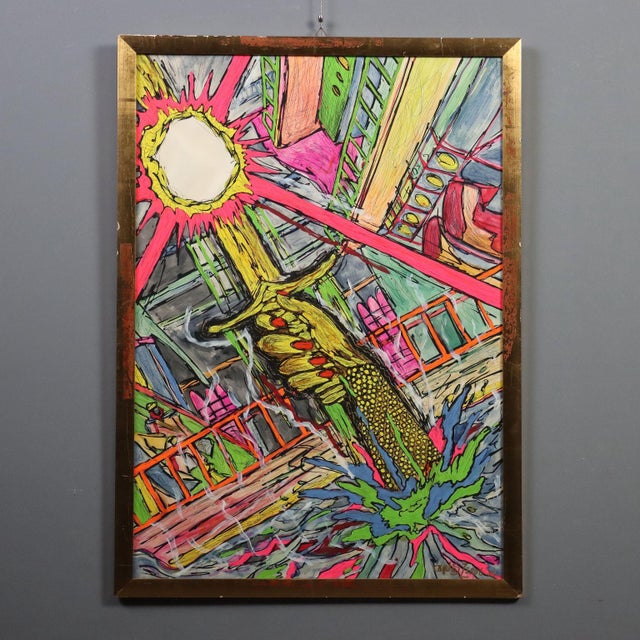 Carlos Zerpa, Composition, Acrylic on Cardboard, 1985 For Sale - Image 14 of 14
