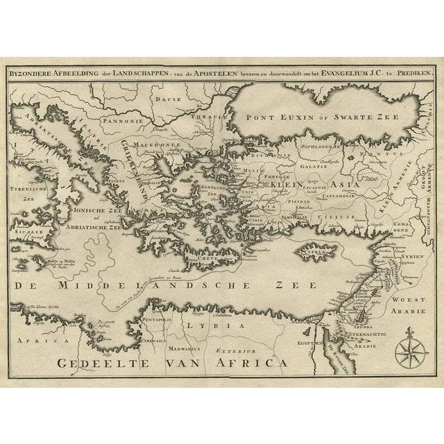 Scarce Map of the Mediterranean and Parts of Europe, 1725 For Sale - Image 3 of 5