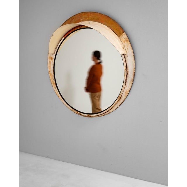 Metal Mid 20th Century Czechia Traditional Antique White Metal Mirror For Sale - Image 7 of 10