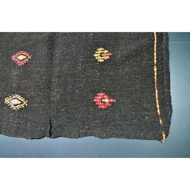 1960s Vintage Turkish Black Kilim Rug For Sale - Image 9 of 11