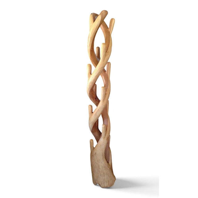 Brutalist Large Coat Rack in Suar Wood, Indonesia, 1980s For Sale - Image 3 of 5