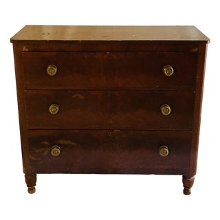 Mid 19th Century American Empire Mahogany Chest, Gilt Empire Drawer Pulls For Sale