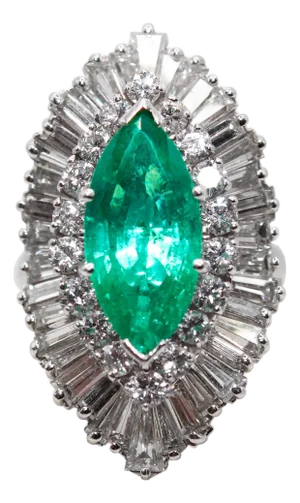 1940s Convertible Marquise Colombian Emerald and Diamond Pendant/Ring, Size 5.25