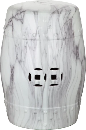 Swirl Garden Stool in White & Black Marble Finish