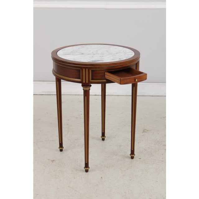 French Louis XVI Round Marble Top Lamp Table For Sale - Image 4 of 18