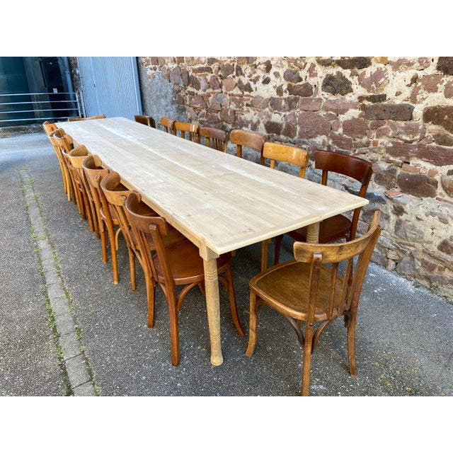 Light Yellow Large French Farm Table, 1950s For Sale - Image 8 of 16