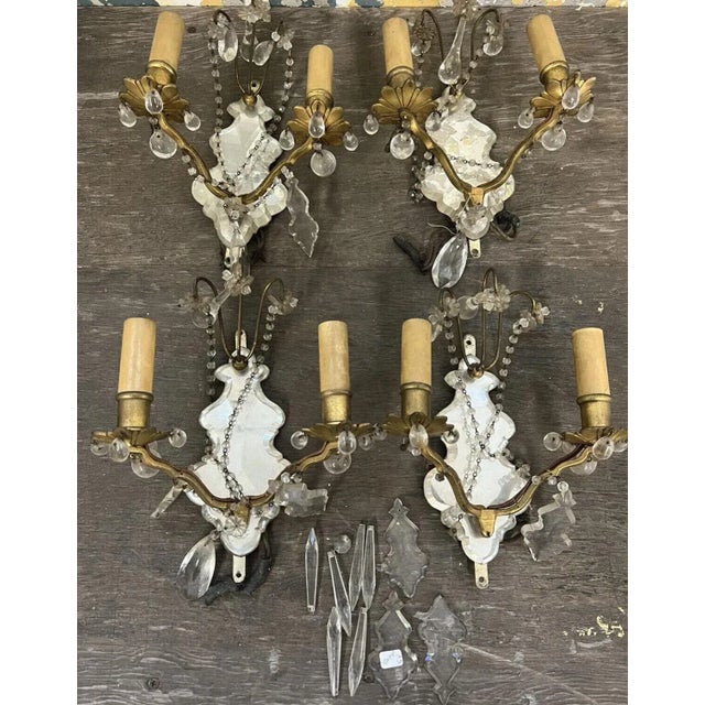 1920's E.F. Caldwell Regency Bronze/ Cut Crystal/ Beveled Mirror Backed Wall Sconces Set of 3 Matching. These are...