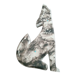 Gorgeous Artist Signed Navajo Horse Hair Raku Coyote Figurine