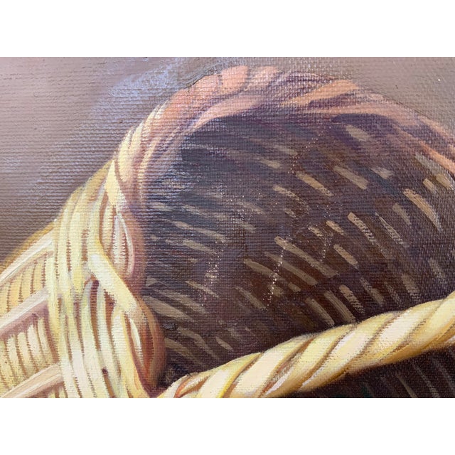 Brown 20th Century Still Life of Basket and Fruits For Sale - Image 8 of 11