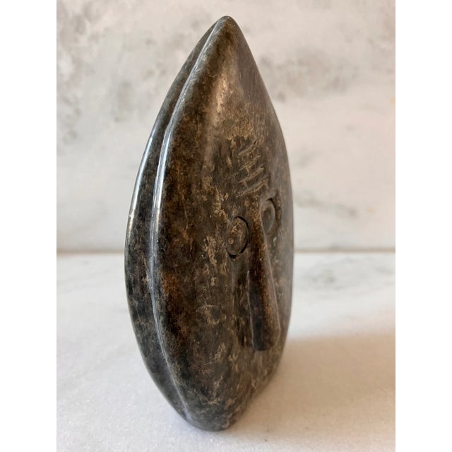 Mid 20th Century Hand Carved Stone Face Statue - Signed For Sale - Image 5 of 8