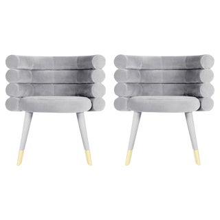 Set of Grey Marshmallow Dining Chairs by Royal Stranger For Sale