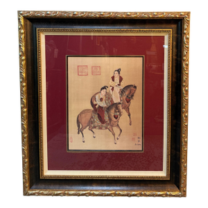 B. Chan Ladies of the Court on Tang Horseback Print on Silk, Framed